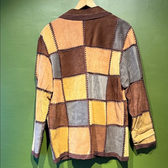 Denim & Co Patchwork Suede Jacket - Brown, Tan, Gray - Picture 5 of 5